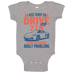 Porsche 718 Boxster Just Drive Ignore Adult Problems Car Worn Look Baby One Piece Porsche 718 Boxster Just Drive Ignore Adult Problems Car Worn Look Baby One Piece