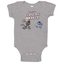 Itchy And Scratchy In Chopwork Orange Clockwork Parody Baby One Piece Itchy And Scratchy In Chopwork Orange Clockwork Parody Baby One Piece
