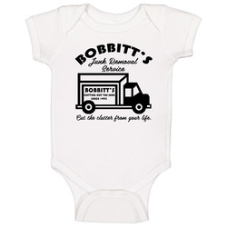 Bobbitt's Junk Removal Service Funny Lorena Bobbitt Scandal Baby One Piece Bobbitt's Junk Removal Service Funny Lorena Bobbitt Scandal Baby One Piece