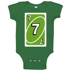 Seven 7 Green Uno Card Game Fan Halloween Fancy Dress Baby One Piece Seven 7 Green Uno Card Game Fan Halloween Fancy Dress Baby One Piece