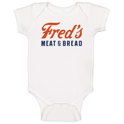 Fred's Meat And Bread Burger Food Fan Baby One Piece Fred's Meat And Bread Burger Food Fan Baby One Piece