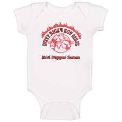 Dirty Dick's Hot Pepper Sauce Logo Grunge Vintage Worn Look Baby One Piece Dirty Dick's Hot Pepper Sauce Logo Grunge Vintage Worn Look Baby One Piece