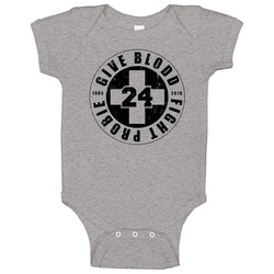Give Blood Fight Probie Bob Probert Distressed Baby One Piece Give Blood Fight Probie Bob Probert Distressed Baby One Piece