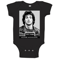 John J Rambo Mug Shot 80s Action Movie Baby One Piece John J Rambo Mug Shot 80s Action Movie Baby One Piece
