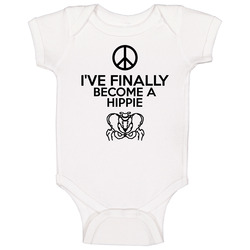 Funny I've Finally Become A Hippie Hippy Total Hip Replacement Baby One Piece Funny I've Finally Become A Hippie Hippy Total Hip Replacement Baby One Piece