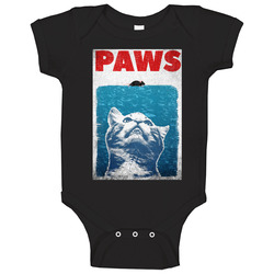 Paws Kitty Cat Jaws Parody Retro Movie Poster Grundge Worn Look Baby One Piece Paws Kitty Cat Jaws Parody Retro Movie Poster Grundge Worn Look Baby One Piece