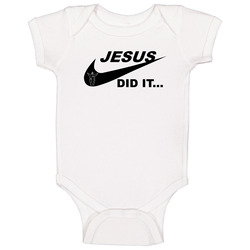 Jesus Did It Nike Parody Believer Baby One Piece Jesus Did It Nike Parody Believer Baby One Piece