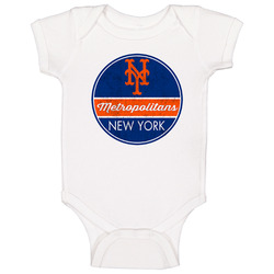 New York Metropolitans Patch Logo Baby One Piece New York Metropolitans Patch Logo Baby One Piece
