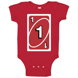 One 1 Red Uno Card Game Fan Halloween Fancy Dress Baby One Piece One 1 Red Uno Card Game Fan Halloween Fancy Dress Baby One Piece