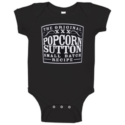 Popcorn Sutton Small Batch Moonshine Whiskey Label Logo Drinking Baby One Piece Popcorn Sutton Small Batch Moonshine Whiskey Label Logo Drinking Baby One Piece