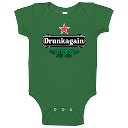 Drunk Again Funny Beer Logo Parody St Patricks Day Baby One Piece Drunk Again Funny Beer Logo Parody St Patricks Day Baby One Piece