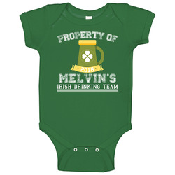 Property Of Melvin's Irish Drinking Team St Patricks Day Beer Baby One Piece Property Of Melvin's Irish Drinking Team St Patricks Day Beer Baby One Piece