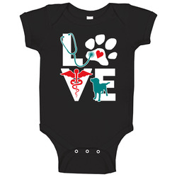 Veterinary Love Dog V. Teal Baby One Piece Veterinary Love Dog V. Teal Baby One Piece