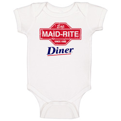 Maid-rite Fast Food Restaurant Distressed Look Baby One Piece Maid-rite Fast Food Restaurant Distressed Look Baby One Piece