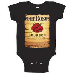 Four Roses Bourbon Alcohol Drinking Gift Distressed Look Baby One Piece Four Roses Bourbon Alcohol Drinking Gift Distressed Look Baby One Piece