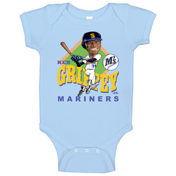 Ken Griffey Jr Retro Baseball Caricature Baby One Piece