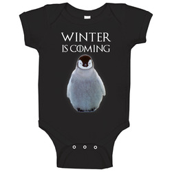 Winter Is Coming T-shirt Black Funny Penguin Tee Baby One Piece Winter Is Coming T-shirt Black Funny Penguin Tee Baby One Piece