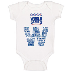 World Series 2016 Cubs Roster Team Names in W Flag T Shirt NL Champions Baby One Piece World Series 2016 Cubs Roster Team Names in W Flag T Shirt NL Champions Baby One Piece