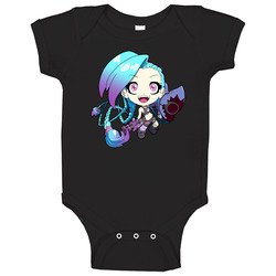 League Of Legends - Little Jinx! - Cute Black Baby One Piece League Of Legends - Little Jinx! - Cute Black Baby One Piece