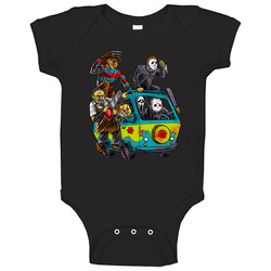 Horror Characters Hippie Van Freddy Vs Jason Chucky Leatherhead Ghostface Scream Halloween Baby One Piece Horror Characters Hippie Van Freddy Vs Jason Chucky Leatherhead Ghostface Scream Halloween Baby One Piece