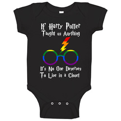 No One Should Live In A Closet Harry Potter Gay Glassess Lightning Pride Colors Baby One Piece No One Should Live In A Closet Harry Potter Gay Glassess Lightning Pride Colors Baby One Piece