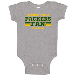 Married Into It Packers Fan Football T Shirt - Green Bay Team Colors Baby One Piece
