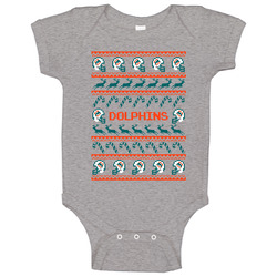 Dolphins Football Ugly Christmas Sweater T Shirt - Miami Dolphins Team Colors Baby One Piece