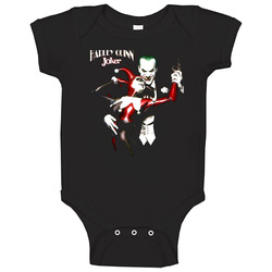 Joker And Harley Quinn Romance Shot Baby One Piece Joker And Harley Quinn Romance Shot Baby One Piece