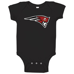Patriots Buccaneers Logo Mashup Brady Football Fan Baby One Piece