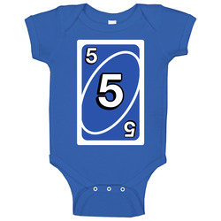 Five 5 Blue Uno Card Game Fan Halloween Fancy Dress Onesie Baby One Piece Five 5 Blue Uno Card Game Fan Halloween Fancy Dress Onesie Baby One Piece