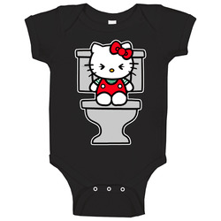 Hello Kitty Funny On The Toilet Onesie Baby One Piece Hello Kitty Funny On The Toilet Onesie Baby One Piece