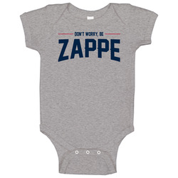 Don't Worry Be Zappe Bailey Sport Grey Onesie Baby One Piece