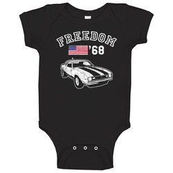 1968 Chevy Camaro Freedom Car Fan Worn Look Onesie Baby One Piece 1968 Chevy Camaro Freedom Car Fan Worn Look Onesie Baby One Piece