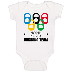 North Korea Drinking Team Olympic Ring Beer Tab Games Onesie Baby One Piece North Korea Drinking Team Olympic Ring Beer Tab Games Onesie Baby One Piece