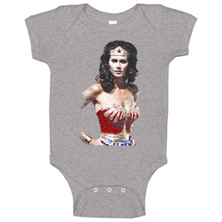 Wonder Woman Lynda Carter Retro Onesie Baby One Piece Wonder Woman Lynda Carter Retro Onesie Baby One Piece