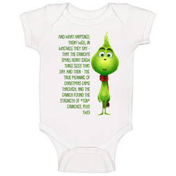 Grinch's Small Heart Grew Three Sizes That Day The Grinch Movie Quote Onesie Baby One Piece Grinch's Small Heart Grew Three Sizes That Day The Grinch Movie Quote Onesie Baby One Piece