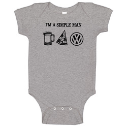 Volkswagen Simple Man Beer Pizza Car Logo Driving Fan Onesie Baby One Piece
