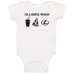 Lexus Simple Woman Coffee Pizza Car Logo Driving Fan Onesie Baby One Piece