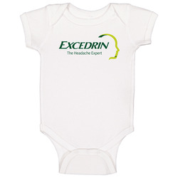 Excedrin Best Over The Counter Medication Logo Onesie Baby One Piece Excedrin Best Over The Counter Medication Logo Onesie Baby One Piece