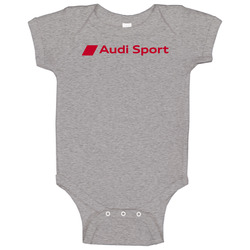 Audi Sport Automobile Car Parts Cool Distressed Style Brand Logo Emblem White Font Onesie Baby One Piece