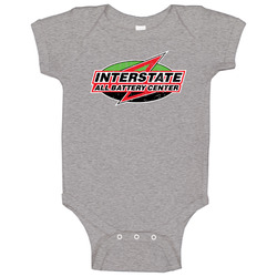 Interstate All Battery Center Automobile Car Truck Motorcycle Auto Parts Cool Distressed Style Brand Logo Emblem Onesie Baby One Piece