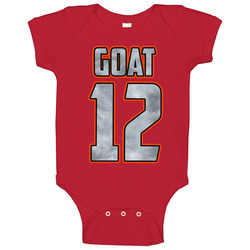 Tom Brady Goat Jersey Back Look Tampa Bay Football Onesie Baby One Piece