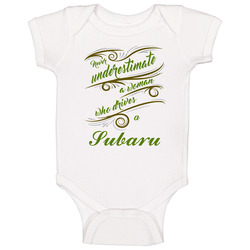 Never Underestimate Woman Who Drives Subaru Car Onesie Baby One Piece Never Underestimate Woman Who Drives Subaru Car Onesie Baby One Piece
