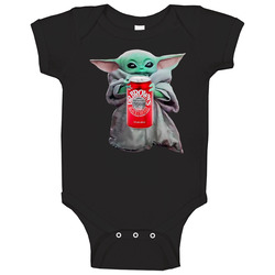 Baby Yoda The Child Mandalorian Dr. Brown's Black Cherry Soda Pop Drink Onesie Baby One Piece Baby Yoda The Child Mandalorian Dr. Brown's Black Cherry Soda Pop Drink Onesie Baby One Piece