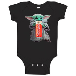 Baby Yoda The Child Mandalorian Coca-cola Vanilla Soda Pop Drink Onesie Baby One Piece Baby Yoda The Child Mandalorian Coca-cola Vanilla Soda Pop Drink Onesie Baby One Piece