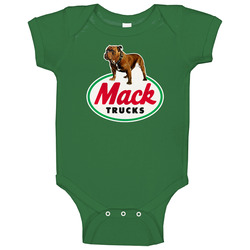Mack Trucks, T-Shirt, 18-Wheeler, trucker, Bulldog, Retro, Logo Onesie Baby One Piece