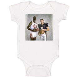 Jim Mcmahon Michael Jordan Football Quarterback Basketball Shooting Guard Worn Look Onesie Baby One Piece Jim Mcmahon Michael Jordan Football Quarterback Basketball Shooting Guard Worn Look Onesie Baby One Piece