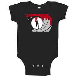 James Bond 007 Retro Black Onesie Baby One Piece James Bond 007 Retro Black Onesie Baby One Piece