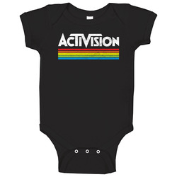 Activision Retro Rainbow Logo Gamer Fan Vintage Grunge Worn Look Onesie Baby One Piece Activision Retro Rainbow Logo Gamer Fan Vintage Grunge Worn Look Onesie Baby One Piece