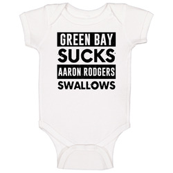 Green Bay Sucks Aaron Rodgers Swallows Funny Football Hater Fan Cool Onesie Baby One Piece Green Bay Sucks Aaron Rodgers Swallows Funny Football Hater Fan Cool Onesie Baby One Piece